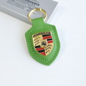 Porsche Green Leather Keychain Luxury Car Accessory Gift Enthusiasts New